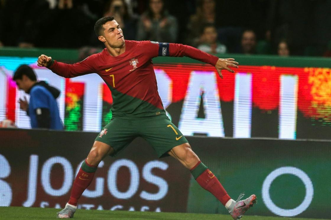 Record-breaker: Cristiano Ronaldo celebrates scoring his 120th goal for Portugal