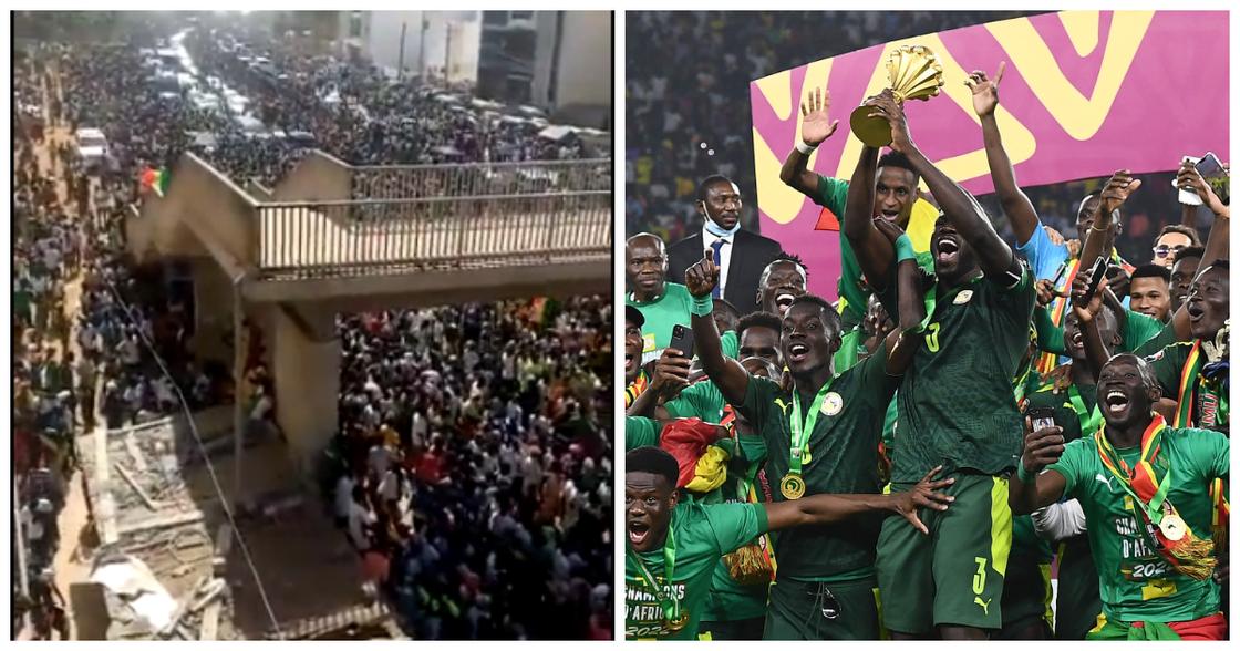 Senegal Arrive Back in Dakar to Hordes Of Fans Welcoming The New Africans Champions