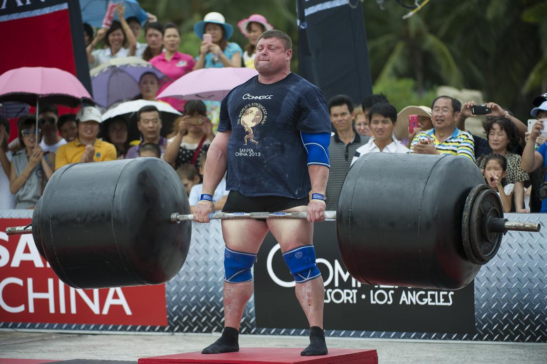 Zydrunas Savickas of Lithuania competes at the Deadlift for Max event during the World's Strongest Man competition at Yalong Bay Cultural Square on August 24, 2013 in Hainan Island, China. He is the world's best powerlifter.