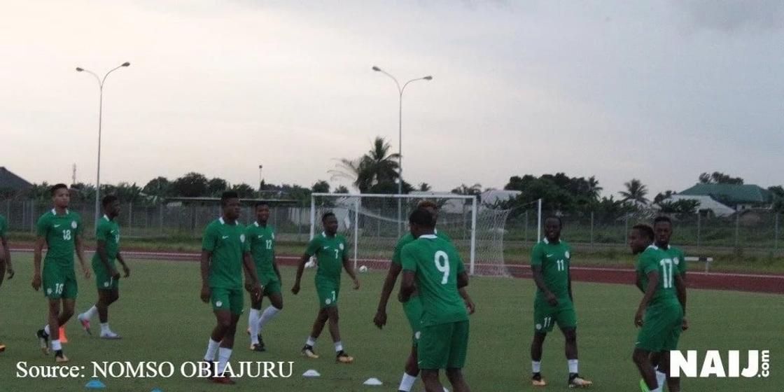 Super Eagles of Nigeria in training