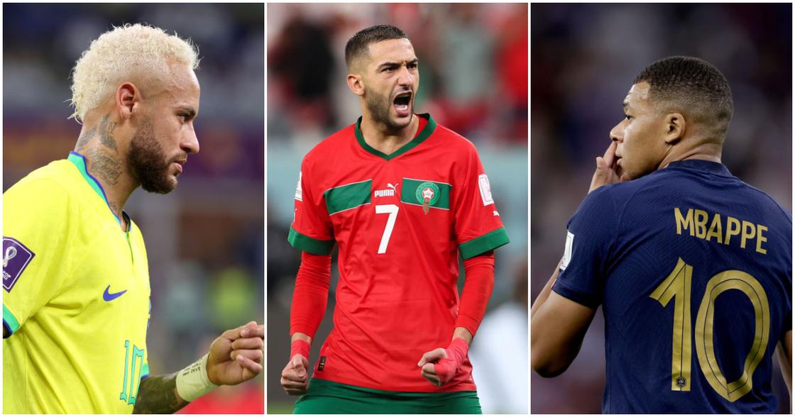 Neymar Jr, Hakim Ziyech, Kylian Mbappe, Morocco, France, Brazil, World Cup