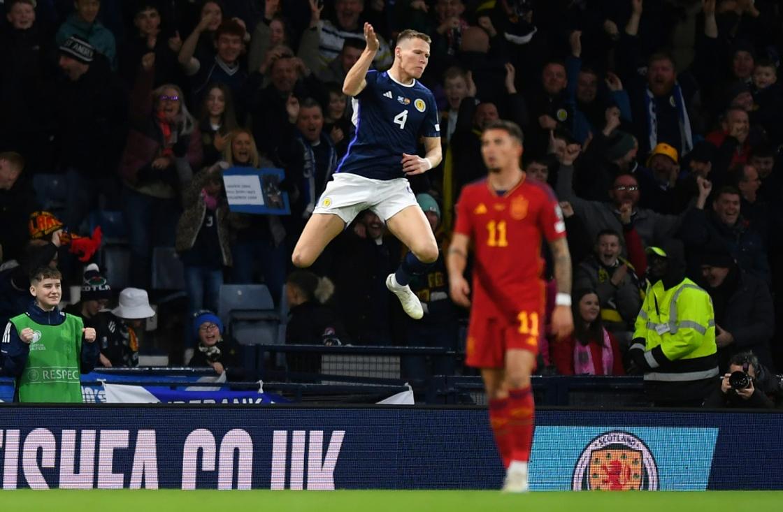 Scott McTominay (left)  scored twice as Scotland beat Spain 2-0