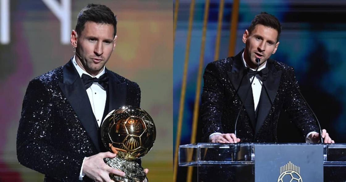 Lionel Messi poses with his seventh Ballon d'Or award. Photo: Getty Images.