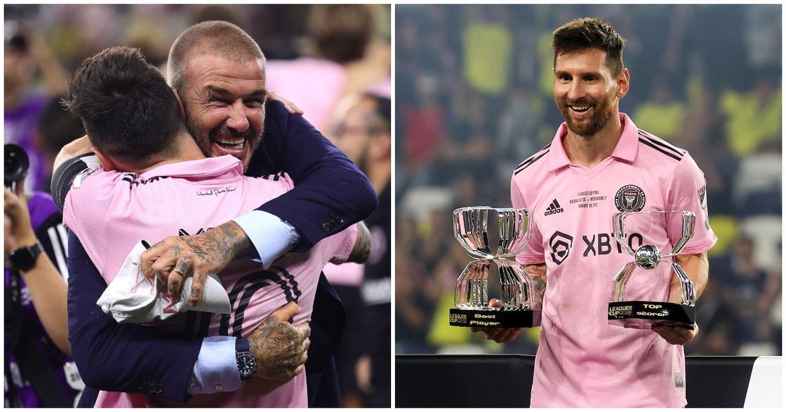 David Beckham wins hug from wife Victoria as his US team clinches Leagues  Cup trophy