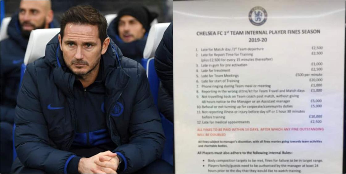 Lampard's hefty fines on Chelsea players leak (see the amount stars pay when they cross the line)
