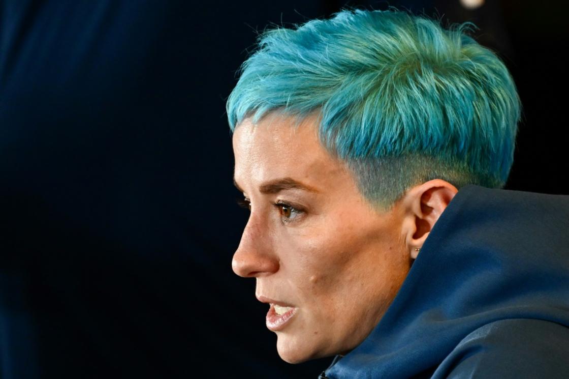 United States superstar Megan Rapinoe speaks at a press conference in California last month