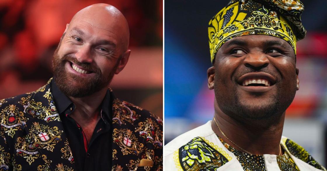 Tyson Fury and Francis Ngannou smiling ahead of their rumoured bout.