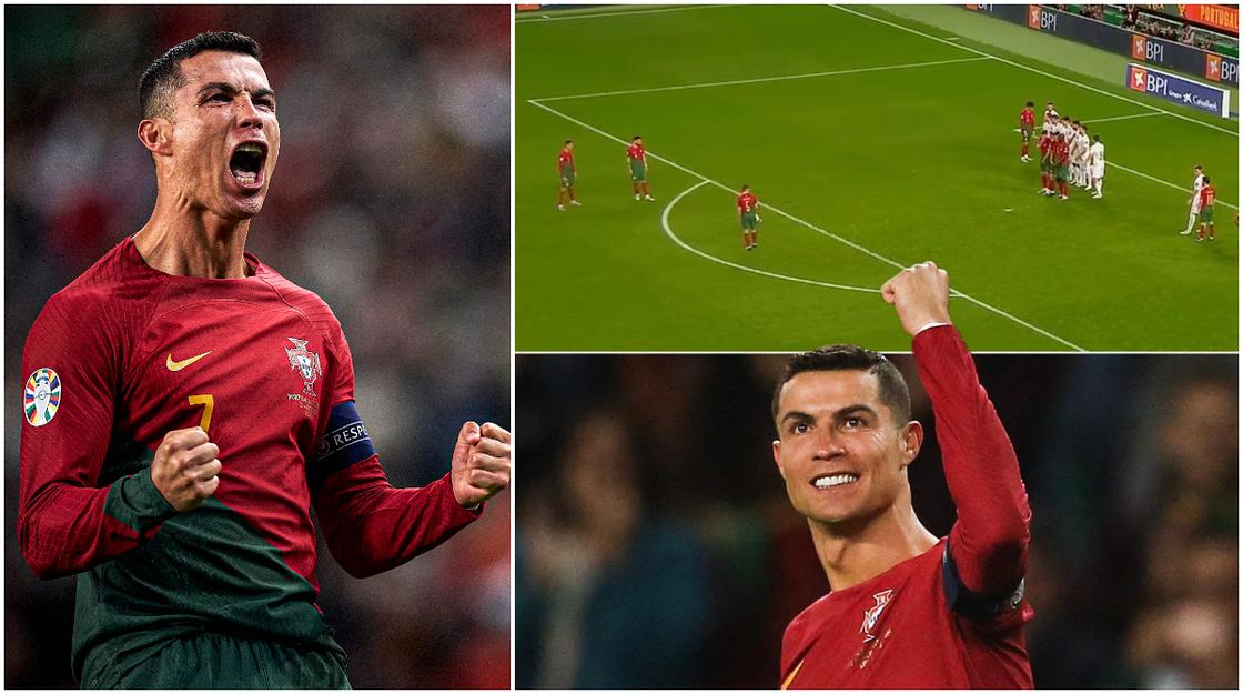 Cristiano Ronaldo, freekick, record-breaking, world record, most-capped, Portugal