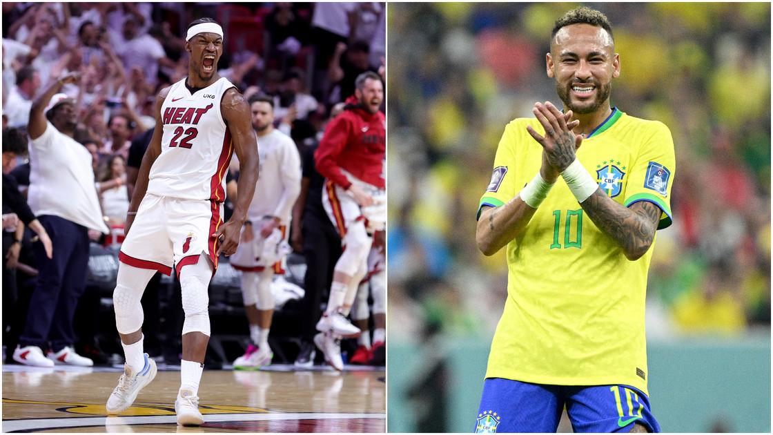 Soccer legend Neymar amazes Miami Heat's Jimmy Butler with wild free-throw  shot