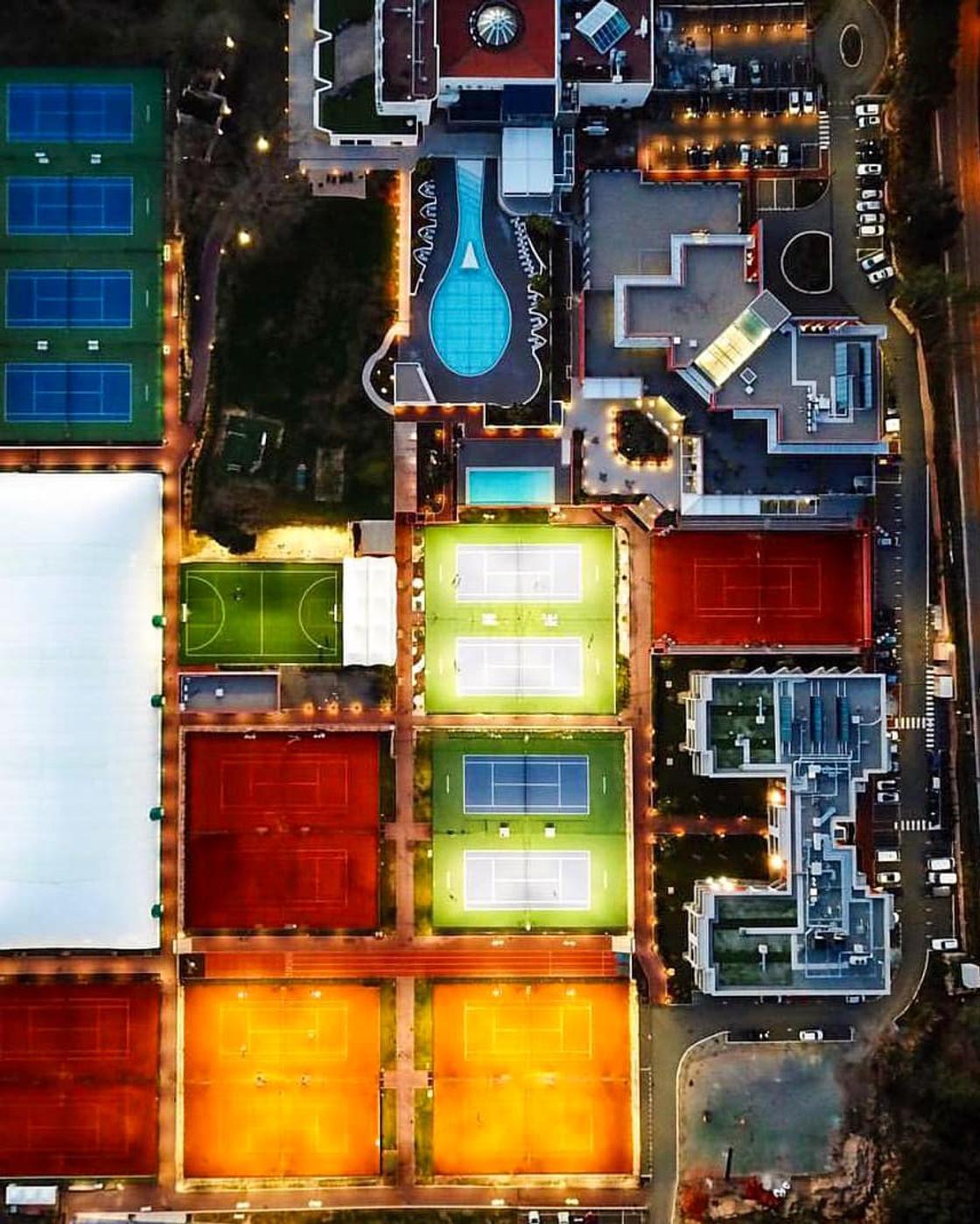An aerial view of the facilities at the Mouratoglu academy in Biot, France. It is the best tennis academy in Europe (Photo by Reilly Opelka/Facebook)