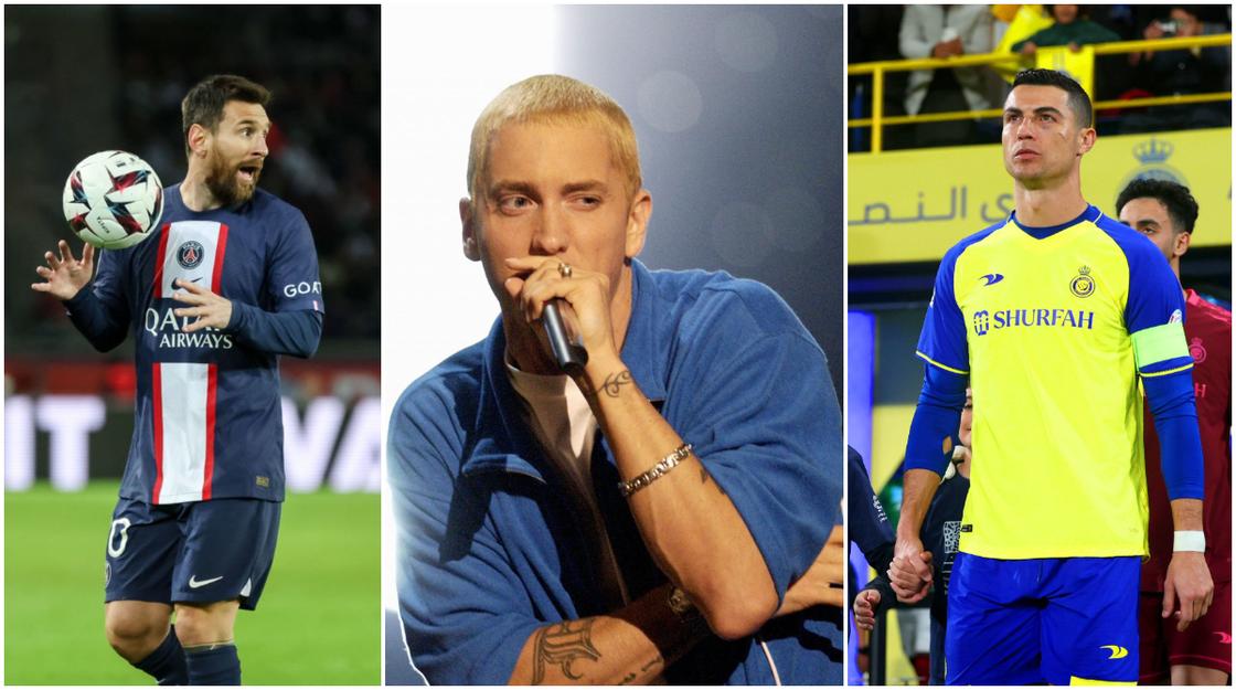 Lionel Messi, GOAT, Eminem, Cristiano Ronaldo, American rapper