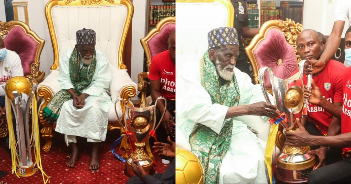 Hearts of Oak present GPL and FA Cup trophies to Chief Imam