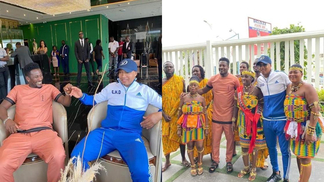 Senegal football icon El Hadji Diouf treated to elegant Ghanaian culture ahead of Asamoah Gyan’s book launch
