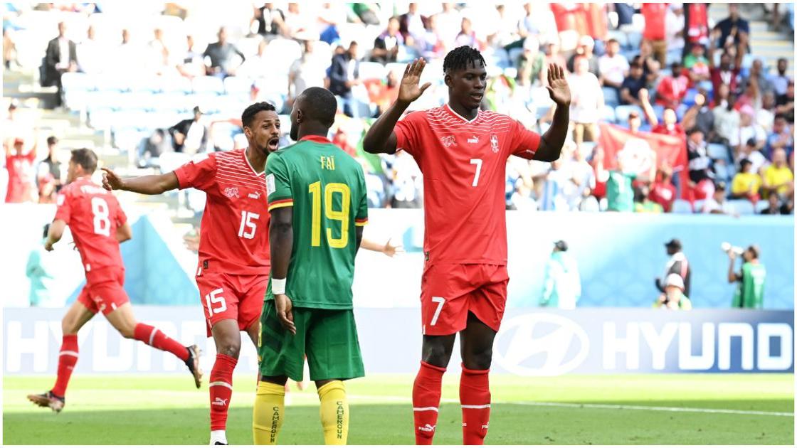 Switzerland forward Breel Embolo declines to celebrate after scoring against country of birth at World Cup