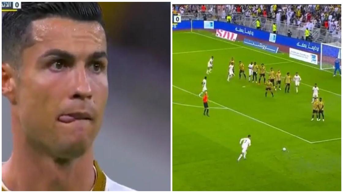 Watch: Ronaldo took the worst free kick of his career for Al-Nassr vs Al-Ittihad