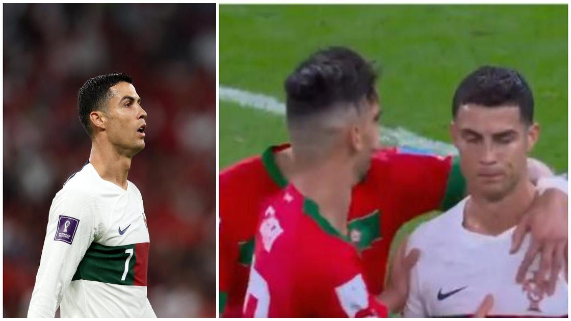 Watch what Moroccan players did to Ronaldo on the pitch after win over Portugal