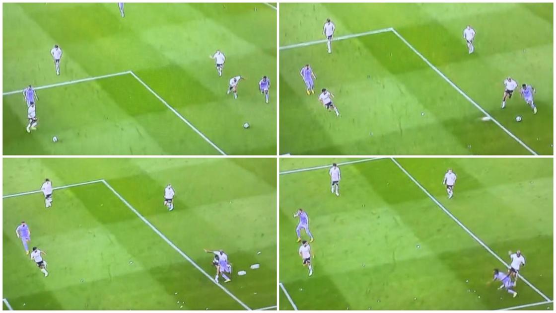 Chaotic scenes as Valencia defender prevents Vinicius attack with second ball