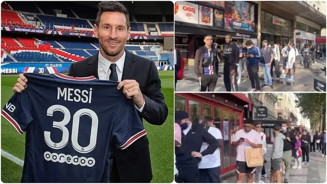 Thousands of PSG fans queue to buy Lionel Messi's jersey 24 hours after his  unveiling