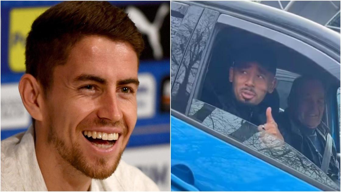 Jorginho mocks Arsenal teammate Gabriel Jesus' car as he takes