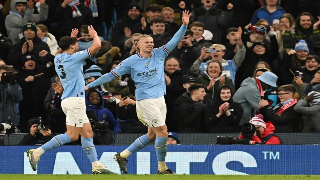Haaland hits five to ease Man City into Champions League quarters