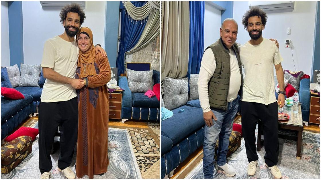 Lovely moment as Mohamed Salah spends time with father and mother in Egypt