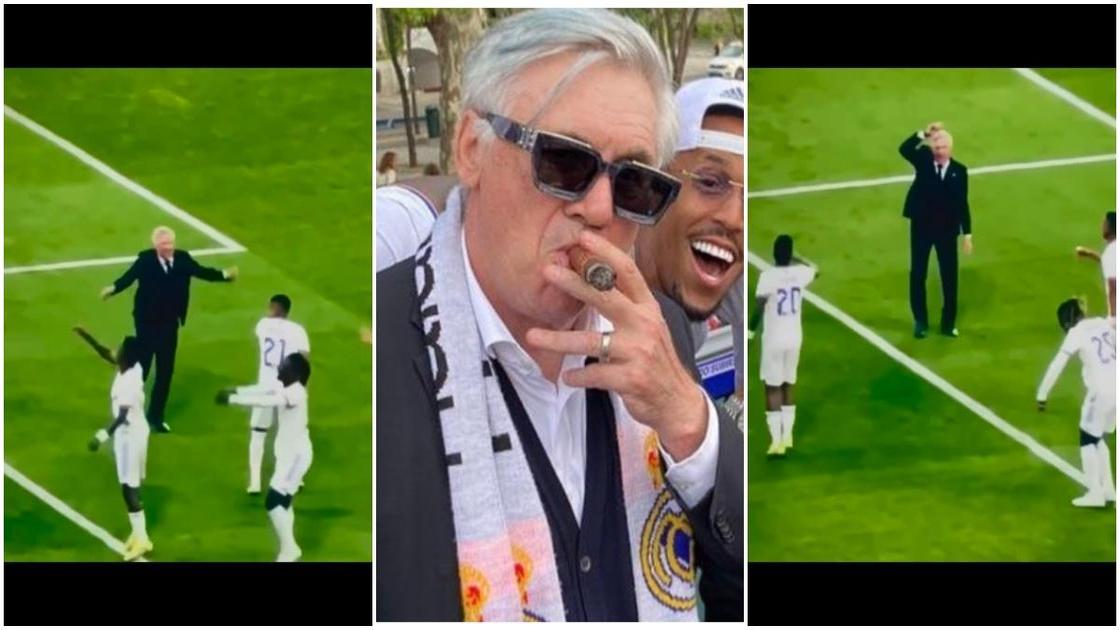 Wholesome video of Carlo Ancelotti dancing with his Real Madrid players surfaces online