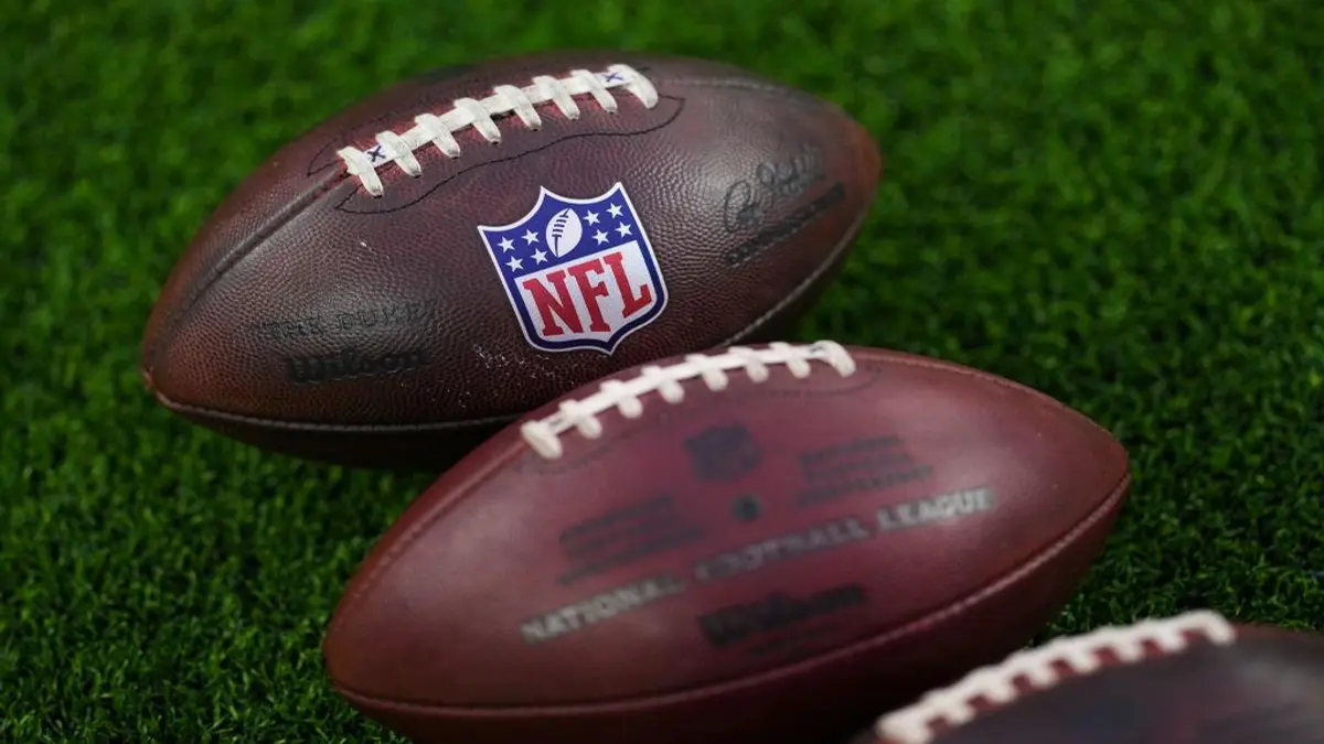 ATLANTA, GA - OCTOBER 30: Wilson footballs on the field prior to the Sunday  afternoon NFL game between the Carolina Panthers and the Atlanta Falcons on  October 30, 2022 at Mercedes-Benz Stadium