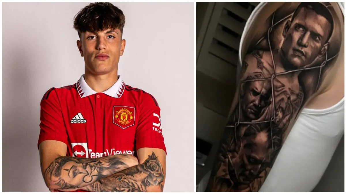 A general view of a tattoo on the leg of Manchester United's Marcus  Rashford during the Premier League match at Old Trafford, Manchester.  Picture date: Tuesday May 18, 2021 Stock Photo - Alamy