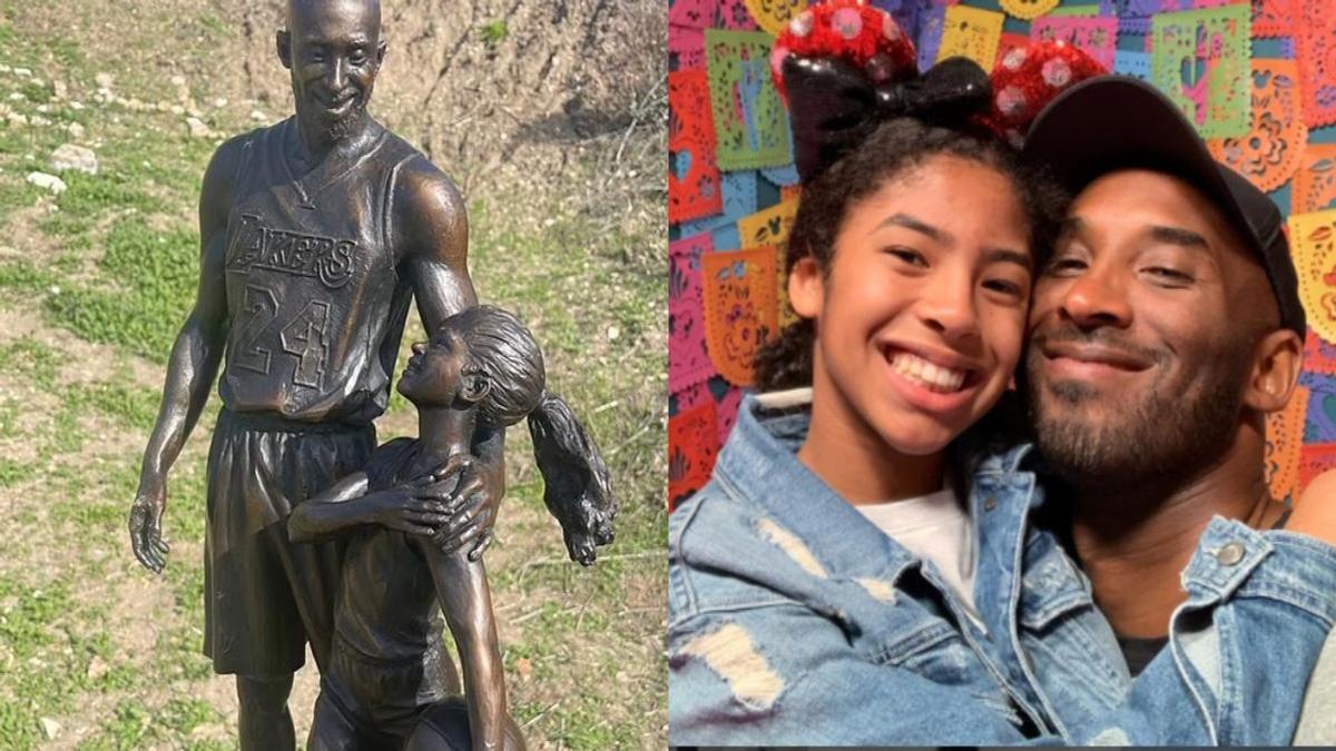 Lovely Statue Of Kobe Bryant, Daughter Gianna Placed At Crash Site On 2 ...