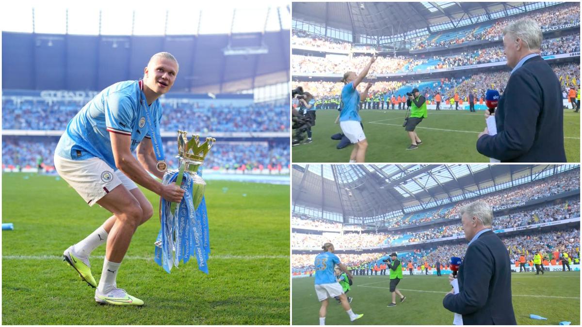 Haaland Leaves On-Pitch Interview To Join Fans In Dance During Trophy ...