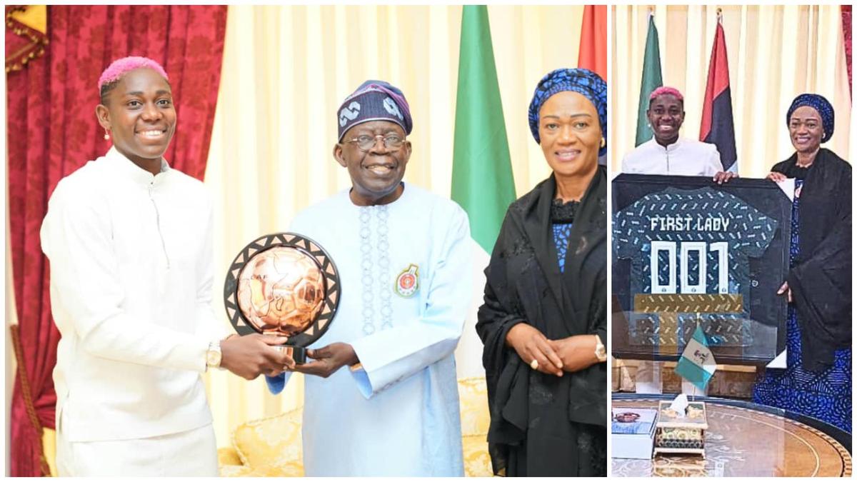 Asisat Oshoala Presents Her 6th CAF Player of the Year Award to ...