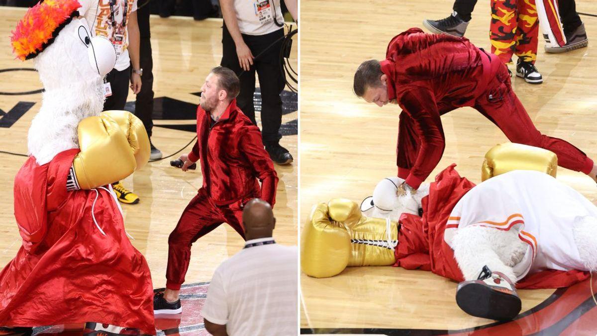 Conor McGregor Knocks Out Miami Heat Mascot Burnie During NBA Finals; Video