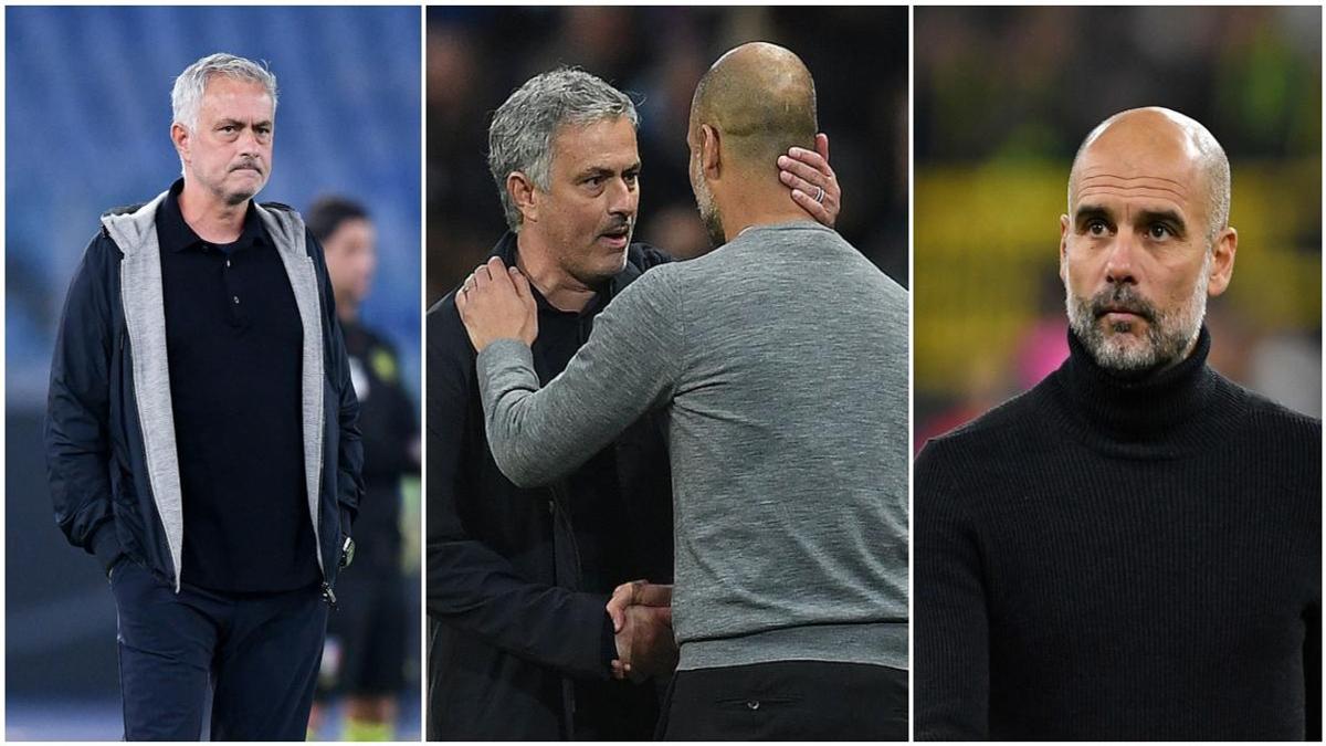 Jose Mourinho Pep Guardiola How The Roma Manchester City Bosses Consoled Each Other After 