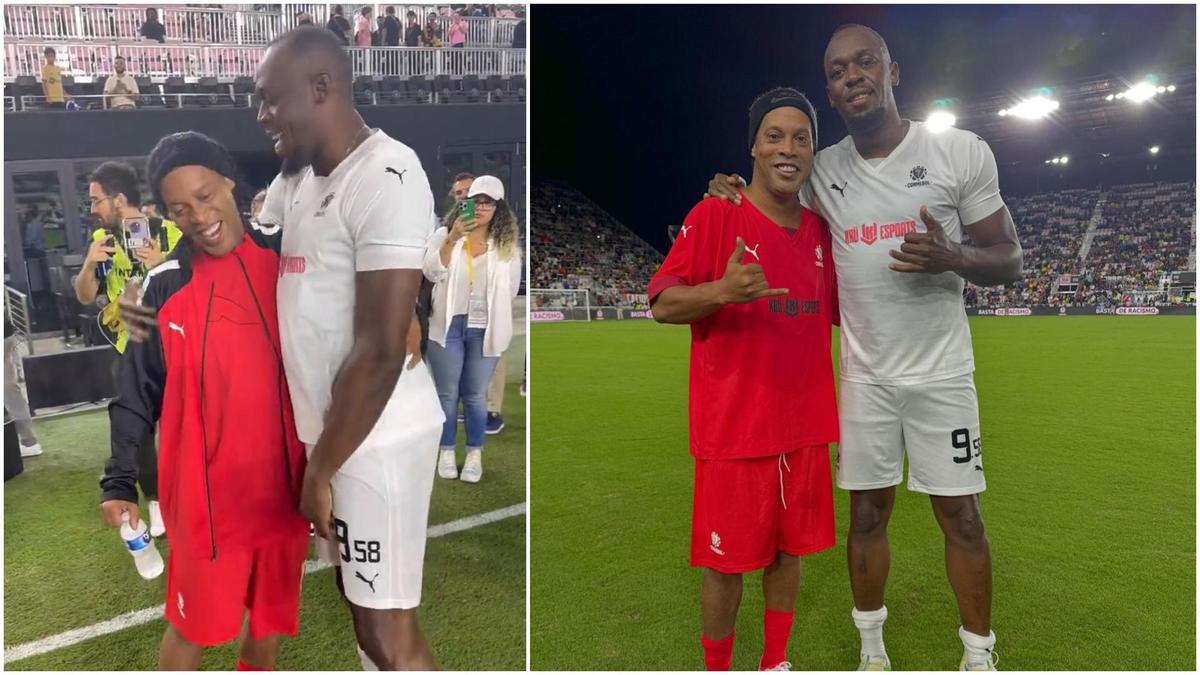 Ronaldinho And Usain Bolt Link Up In Conmebol Legends Match In Usa