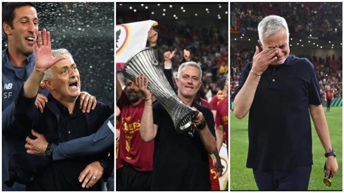 Tearful Jose Mourinho Reacts After Winning Europa Conference League ...