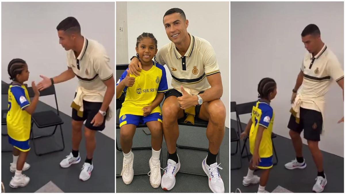 Kim Kardashian & Son Saint Meet Cristiano Ronaldo After Game: Photos