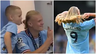 Phil Foden’s son meets Haaland during UCL celebrations, calls striker a girl