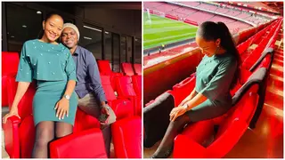 Nwankwo Kanu Takes Wife to Emirates To Support Arsenal vs Chelsea As Photos Break Internet