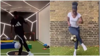 England based female Ghanaian footballer Freda Ayisi matches Pogba’s ‘Smoothie’ skill challenge effortlessly