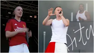 Manchester United react to rapper Aitch leaking next season's home kit at Glastonbury festival