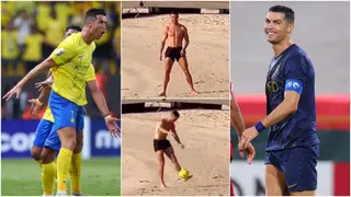 Cristiano Ronaldo spotted playing football at beach in Dubai as he enjoys time off