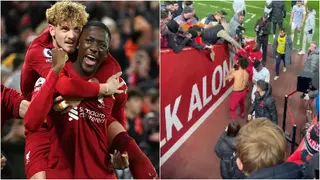 Ibrahima Konate nearly feels wrath after attempting to steal Mohammed Salah's shirt from fan