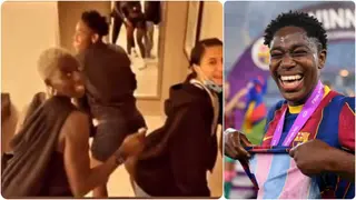 Barcelona star Oshoala seen twerking alongside Super Falcons teammate Alozie as they link up in US