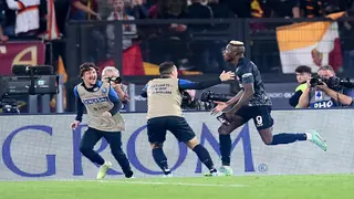 Video captures moment Rome police mobbed Osimhen after wonder goal against Roma