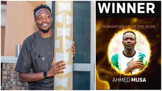 Delighted Super Eagles captain Ahmed Musa reacts after winning special award before Sao Tome cracker
