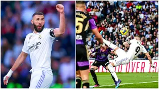 Video: Karim Benzema bags seven minute hattrick including outrageous overhead kick