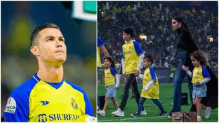 Heartwarming moment Ronaldo and his kids exchange pleasantries before SPL tie vs Abha: Video