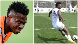 Real Madrid winger Vinicius Junior shows off incredible no-look shot in training