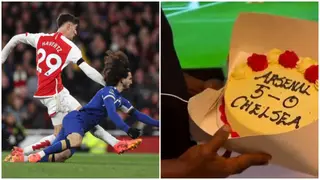 Nigerian Comedian Mocked With ‘5:0’ Cake Following Arsenal’s Win Against Chelsea
