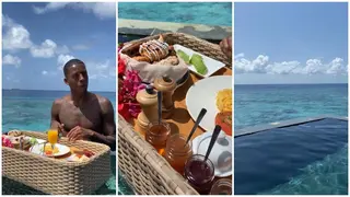 Lionel Messi’s teammate enjoys meal tray inside pool with Young Jonn ft Davido’s song in background